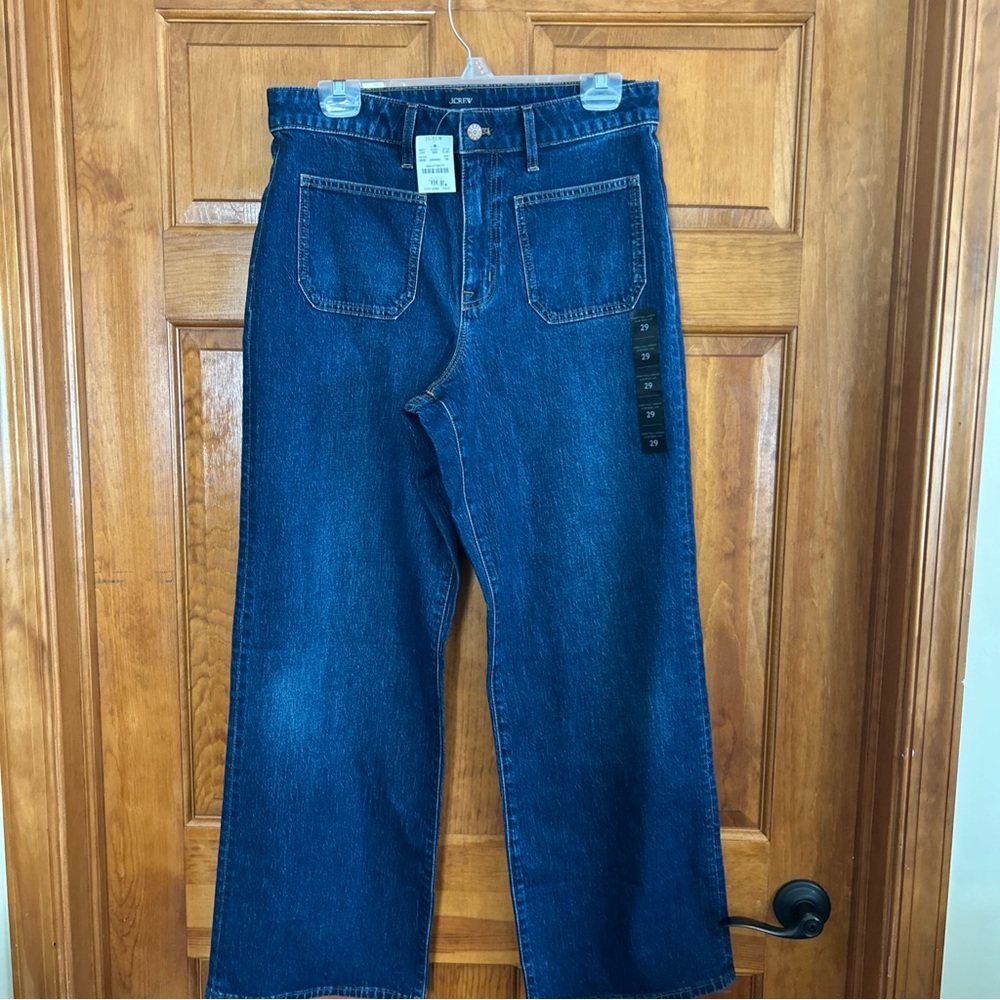 J.Crew Women’s Curvy Full Length Slim Wide Leg Patch Pocket Jeans Sz 29-NWTS